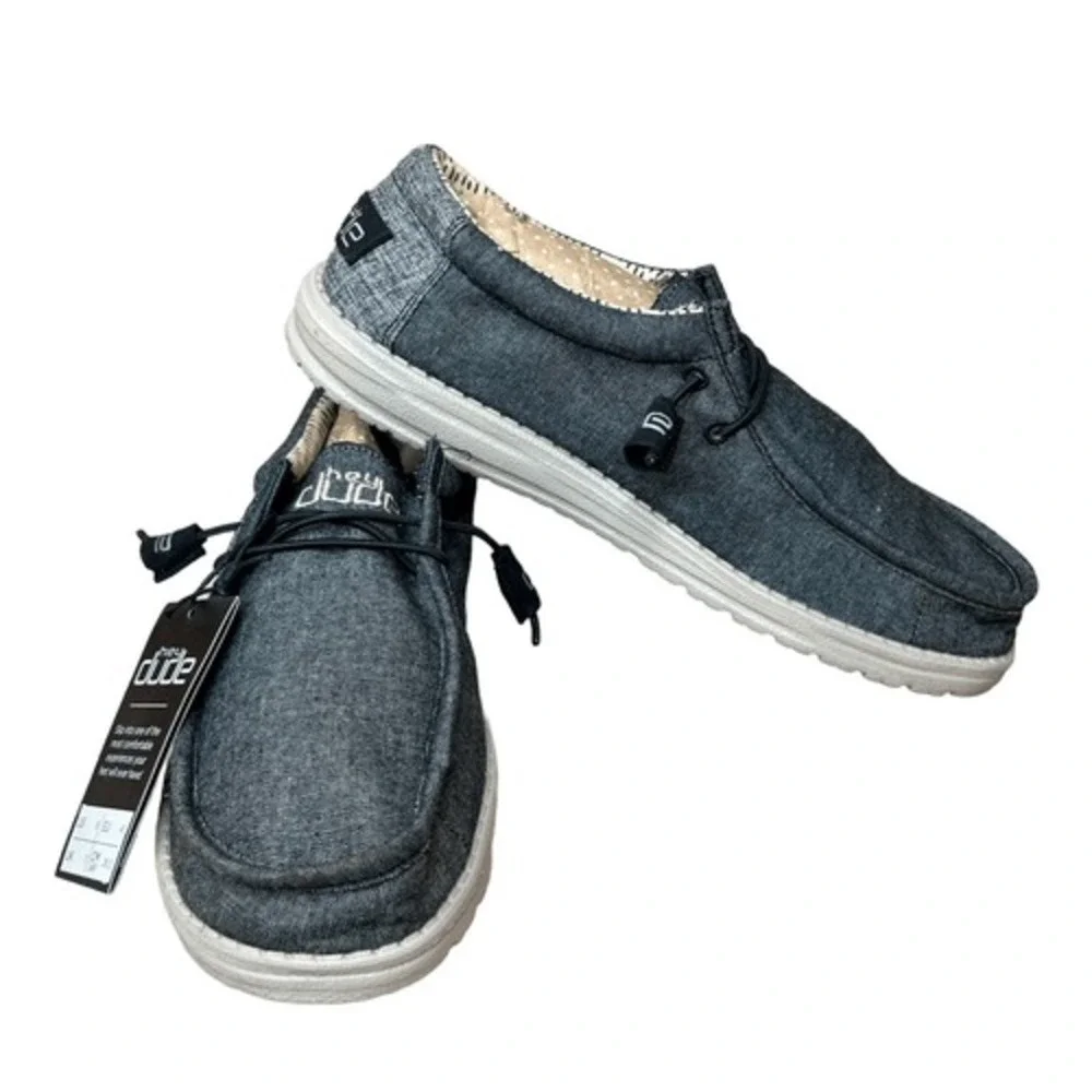 Hey Dude 110064985 Wally Casual Woven‎ Slip On Loafer Shoe Chambray Black NWT 8